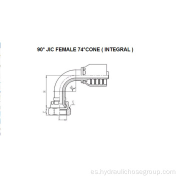 Integral 90 ° JIC Hembra 74 ° Cono 26791F